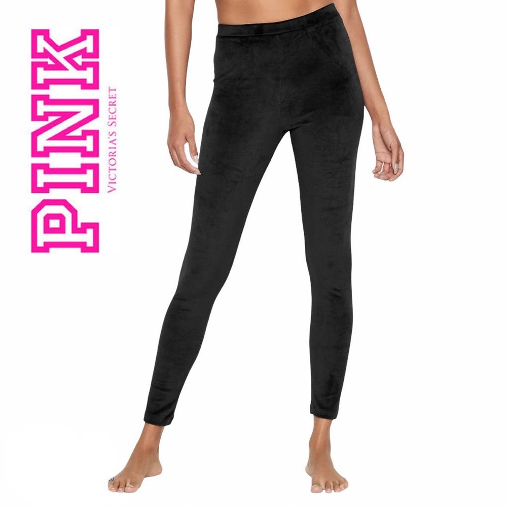 Victoria’s Secret PINK Velour Dark Green Leggings